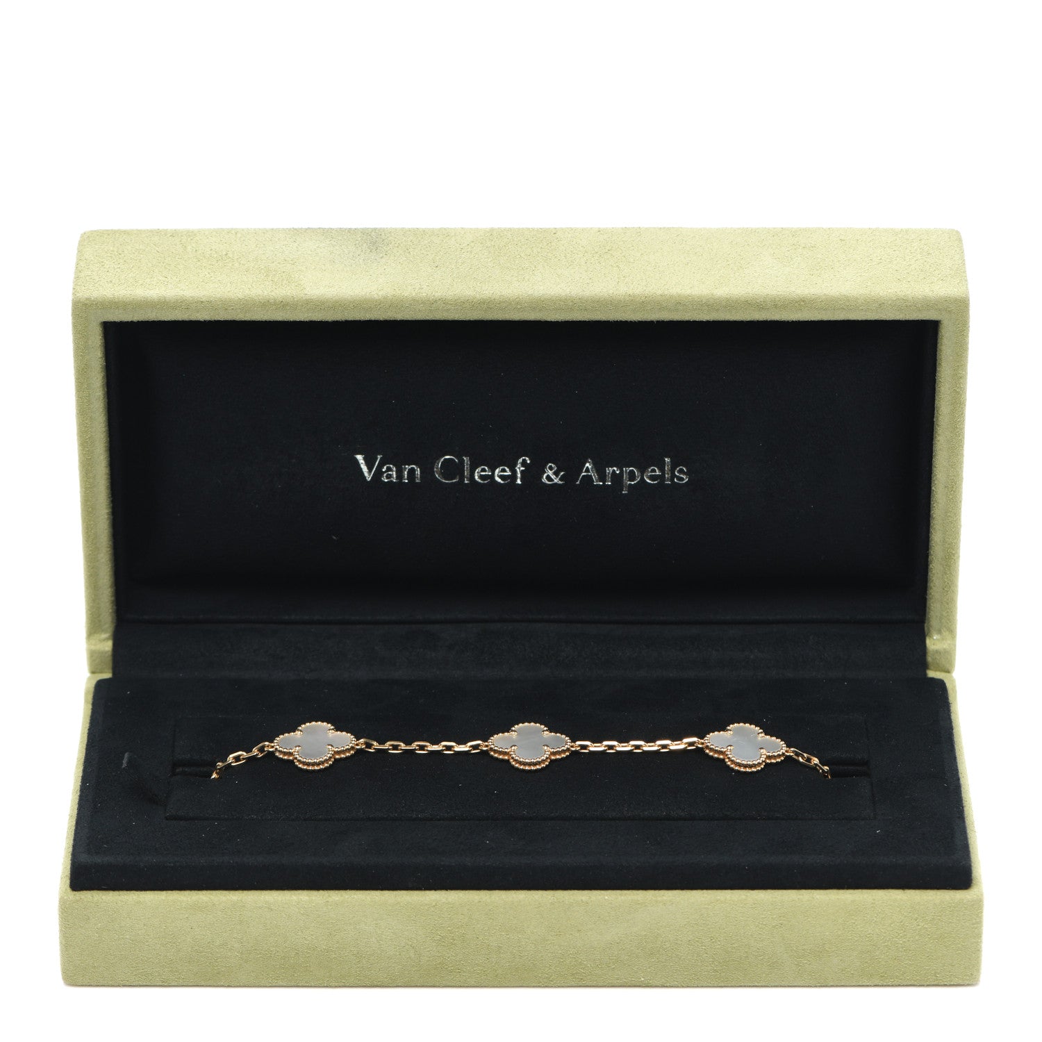 Van Cleef & Arpels 18K Yellow Gold Mother of Pearl 5 Motifs Vintage Alhambra Bracelet 7 of 7