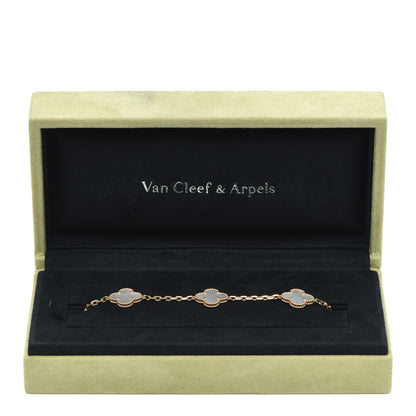 Van Cleef & Arpels 18K Yellow Gold Mother of Pearl 5 Motifs Vintage Alhambra Bracelet 7 of 7