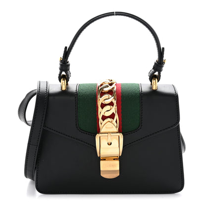 Gucci Calfskin Mini Sylvie Top Handle Bag Black 1 of 14