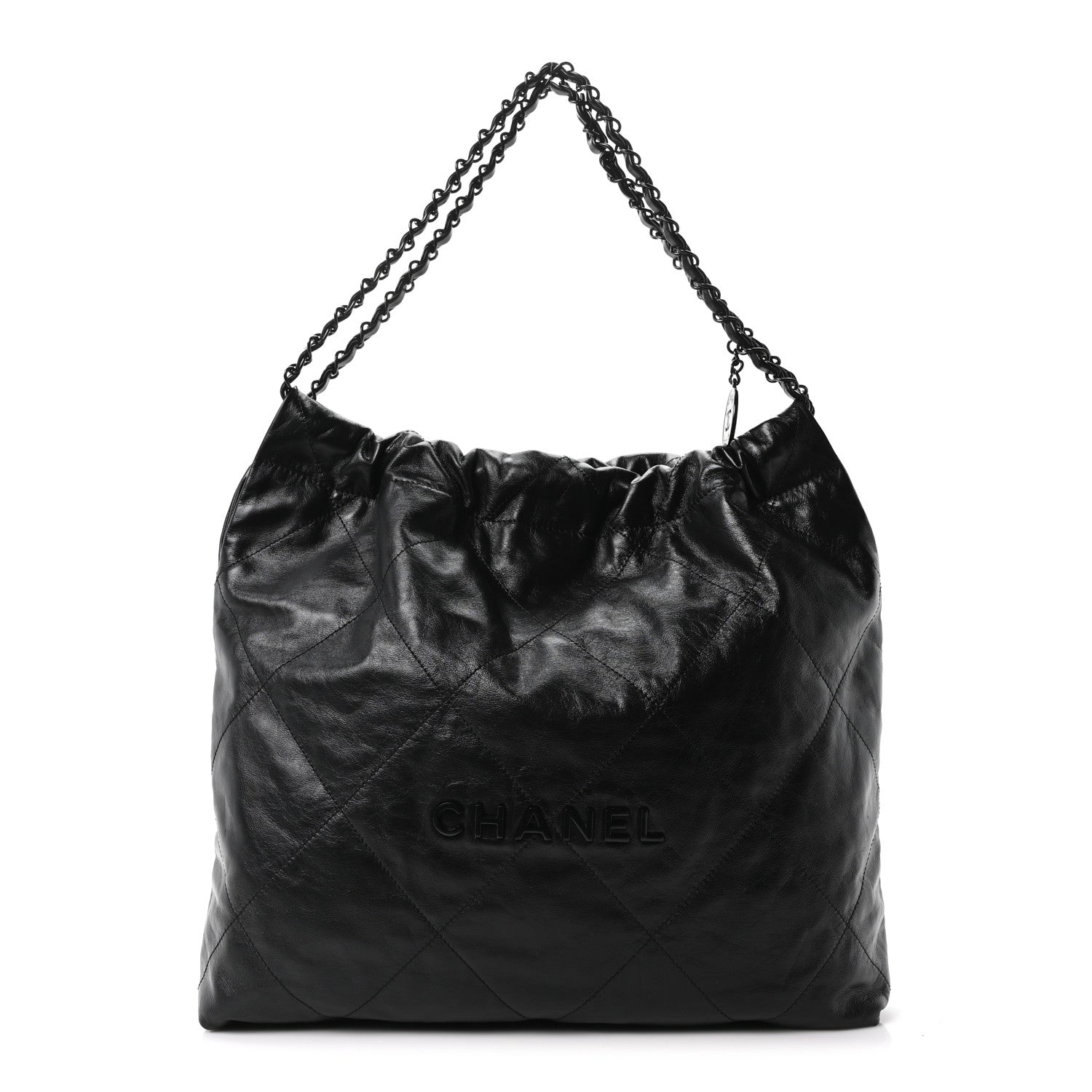 Chanel Shiny Calfskin Quilted Monochrome Small Chanel 22 Black 1 of 10