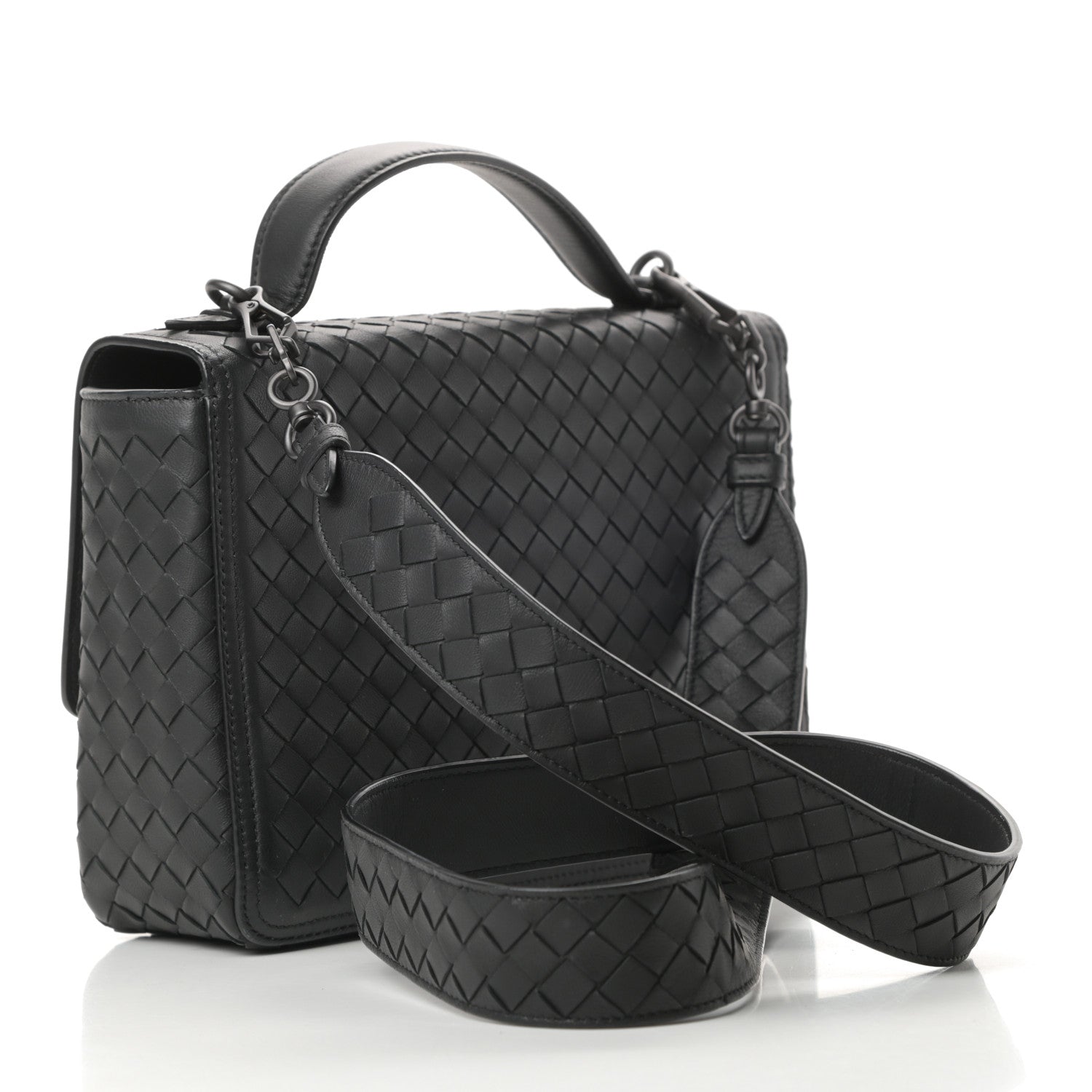 Bottega Veneta Nappa Intrecciato Alumna Bag Black 3 of 11
