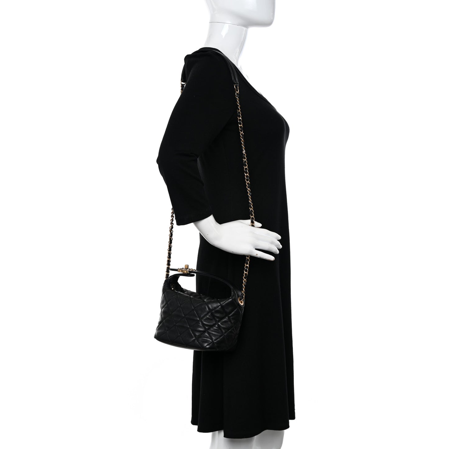 Lambskin Quilted Small Perfect Meeting Hobo Black