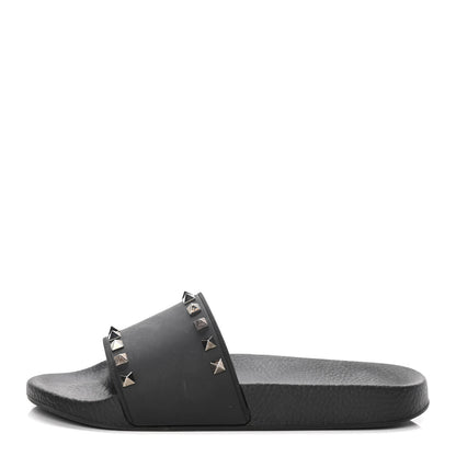 Valentino Garavani Rubber Rockstud Slide Sandals 39 Black 1 of 15