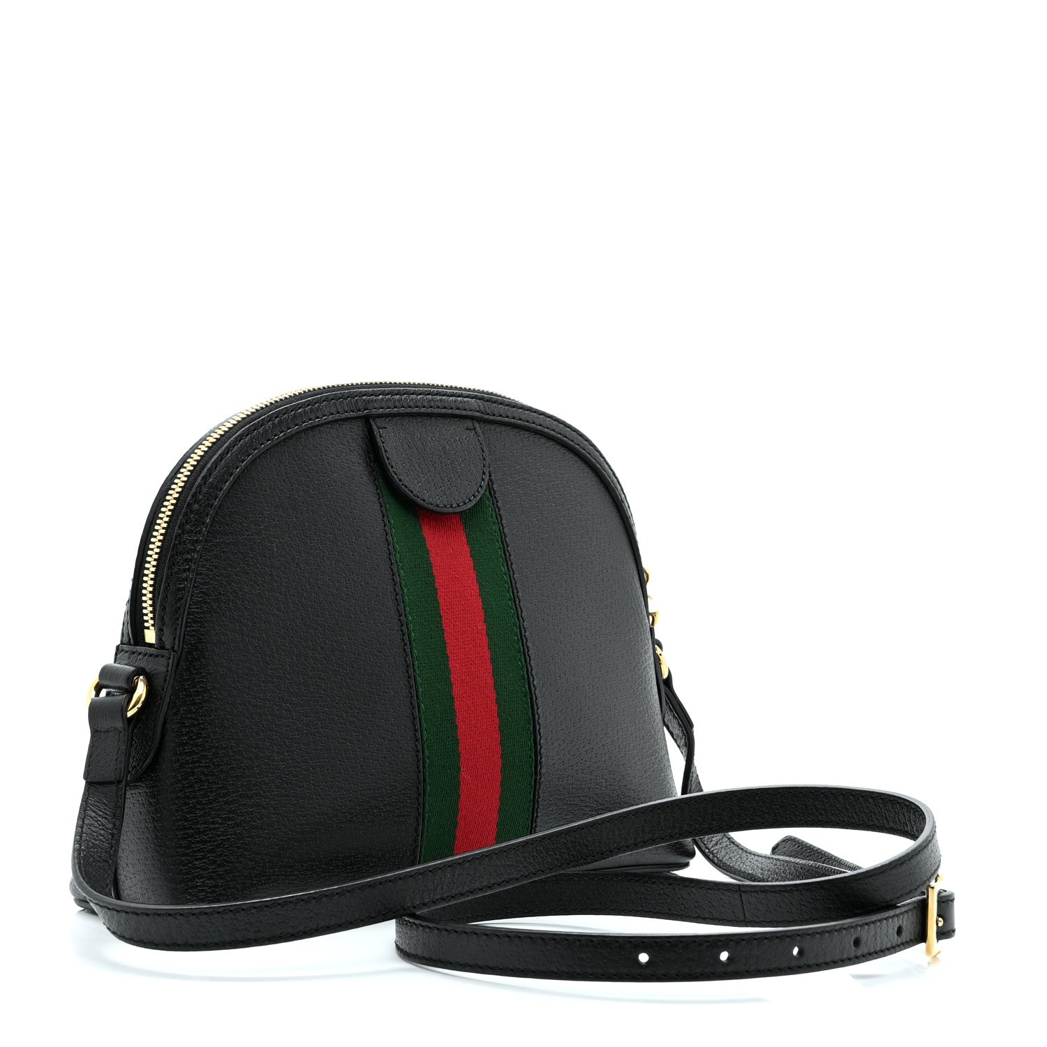 Gucci Calfskin GG Web Small Ophidia Dome Shoulder Bag Black 3 of 11