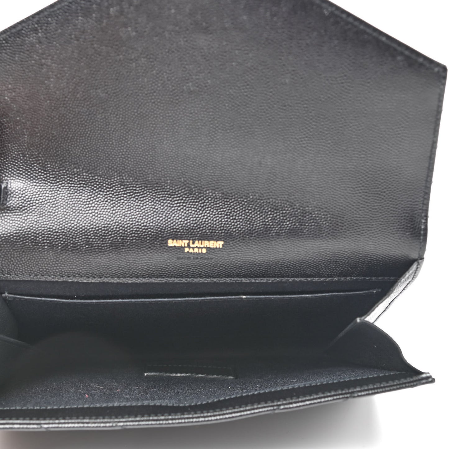 Grain De Poudre Matelasse Chevron Monogram Envelope Clutch Black