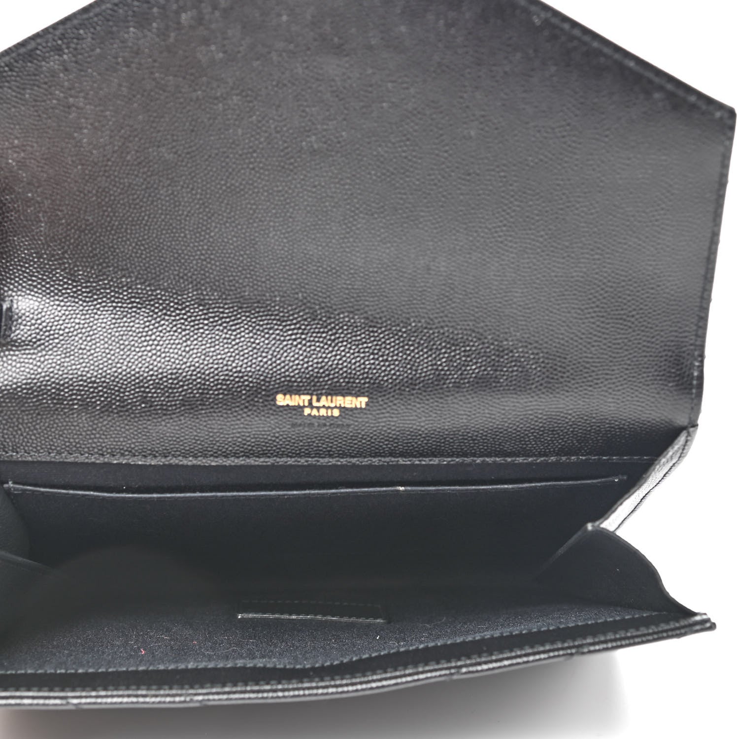 Saint Laurent Grain De Poudre Matelasse Chevron Monogram Envelope Clutch Black 5 of 7
