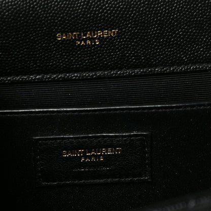 Saint Laurent Grain De Poudre Textured Mixed Matelasse Triquilt Medium Monogram Satchel Black 6 of 11