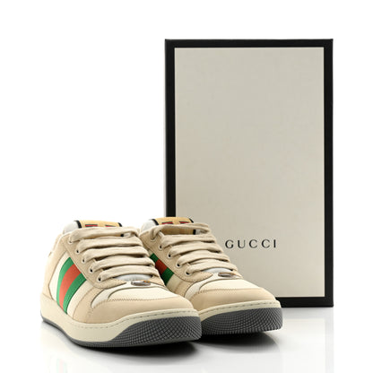 Gucci Nylon Nubuck Web Womens Screener Sneakers 38 Mystic White Dusty Milk 9 of 9
