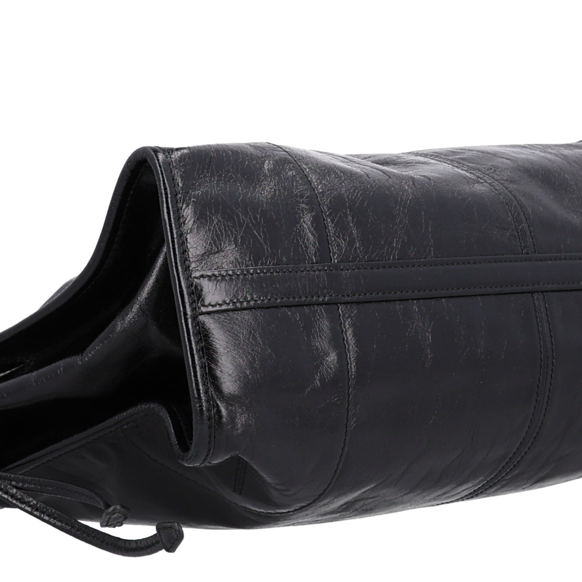 Glossy Calfskin Triangle Large Bonnie Shoulder Bag Black