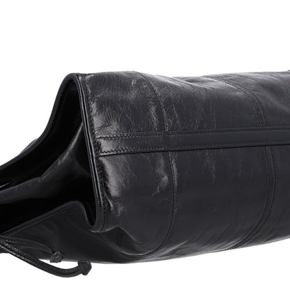 Prada Glossy Calfskin Triangle Large Bonnie Shoulder Bag Black 8 of 9