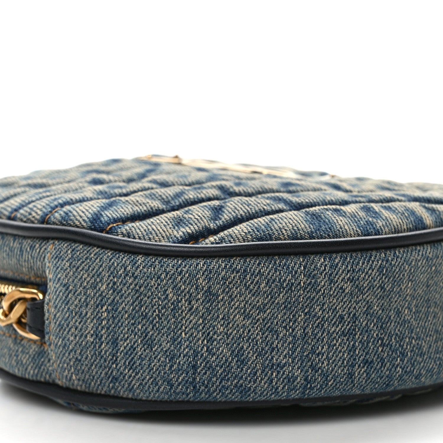 Saint Laurent Denim Quilted Monogram Round Crossbody Bag Rodeo Blue 7 of 8