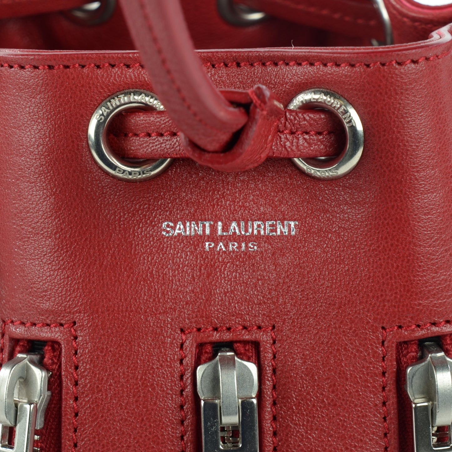 Sheepskin Small Emmanuelle Zip Bucket Bag Red