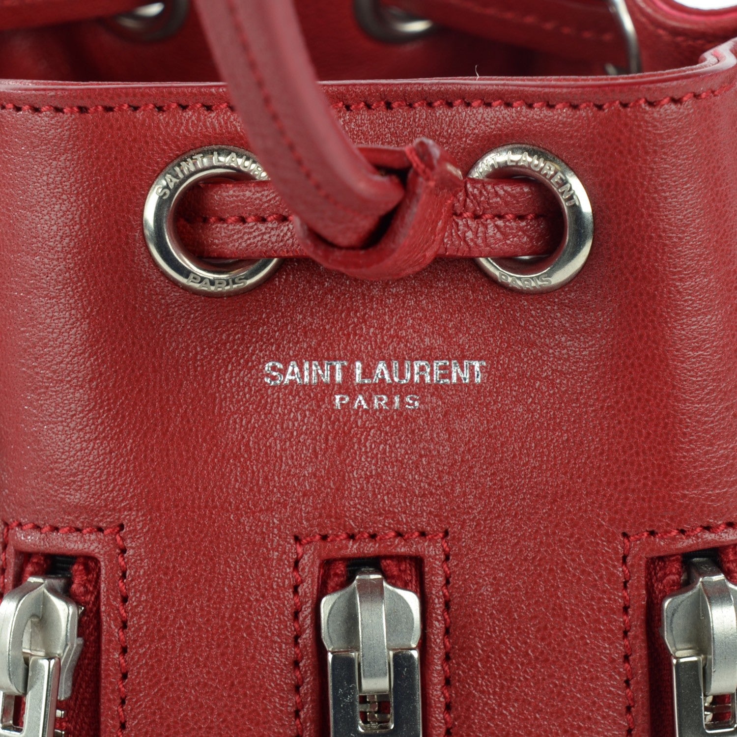 Saint Laurent Sheepskin Small Emmanuelle Zip Bucket Bag Red 6 of 8
