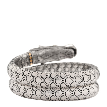 John Hardy Sterling Silver 18K Yellow Gold Naga Dragon Triple Wrap Bracelet 4 of 5