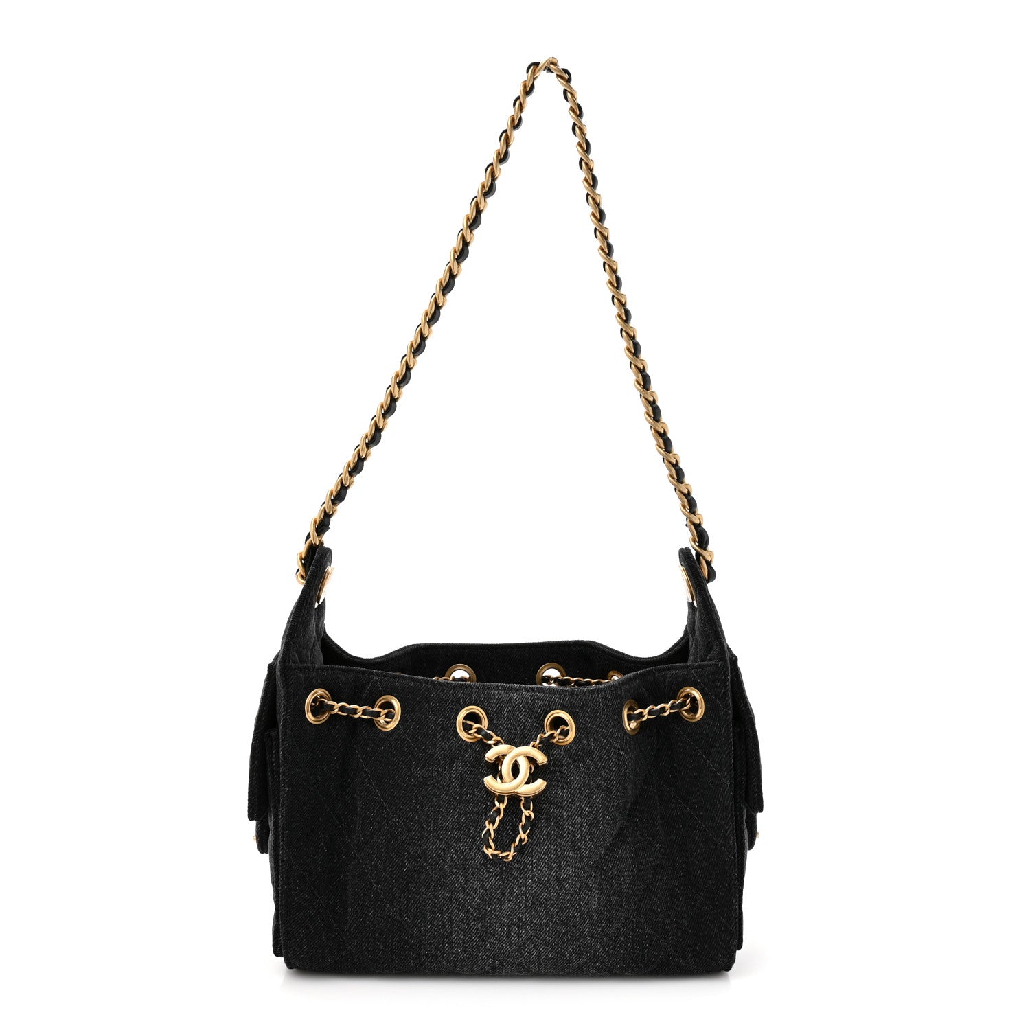 Chanel Washed Denim Quilted Mini Chanel 25 Handbag Black 1 of 10