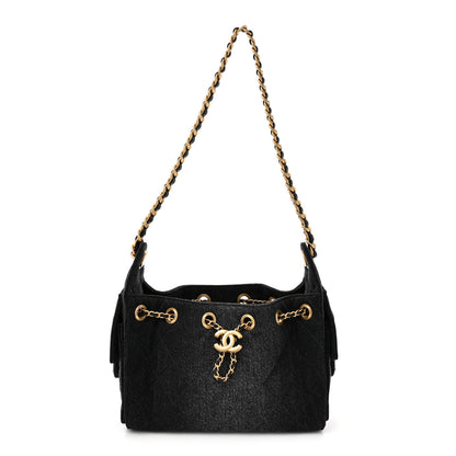 Chanel Washed Denim Quilted Mini Chanel 25 Handbag Black 1 of 10