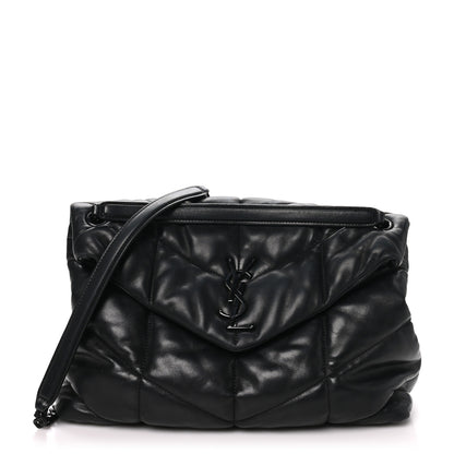Saint Laurent Lambskin Quilted Monogram Monochrome Medium Loulou Puffer Chain Satchel Black 1 of 10
