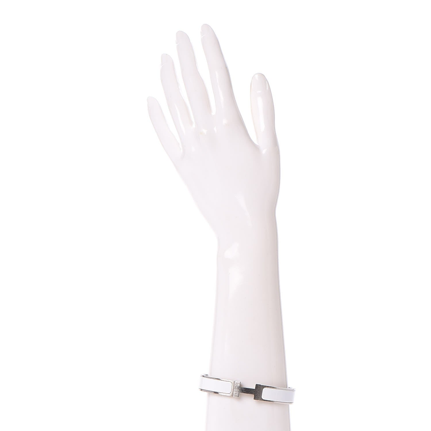 Hermes Matte Enamel Narrow Clic Clac HH Bracelet GM White 2 of 6