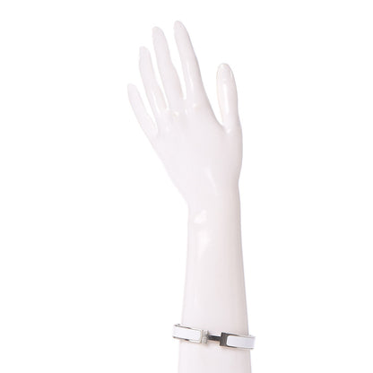 Hermes Matte Enamel Narrow Clic Clac HH Bracelet GM White 2 of 6