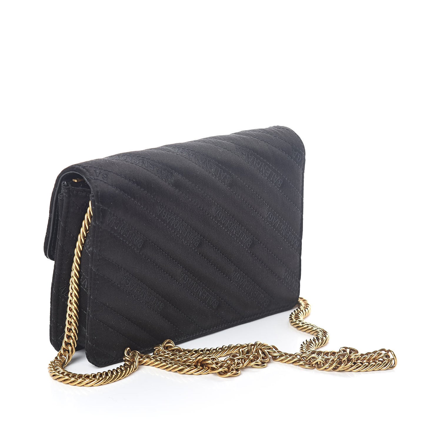 Satin Jacquard Logo Matelasse BB Wallet On Chain Black