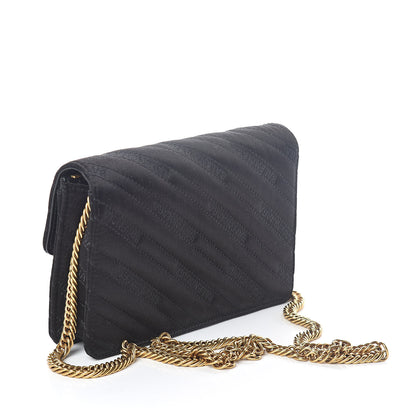Balenciaga Satin Jacquard Logo Matelasse BB Wallet On Chain Black 3 of 9