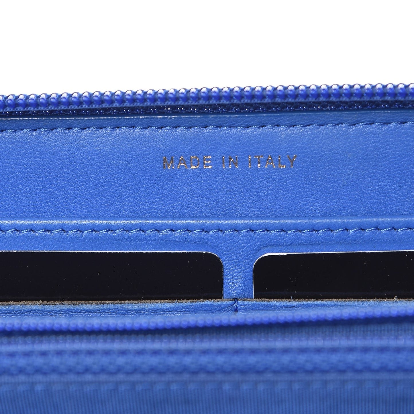 Lambskin Quilted Boy Zip Around Wallet Blue