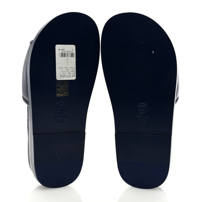 Chanel Lambskin Cha-Nel Mule Sandals 36.5 Navy Multicolor 5 of 8