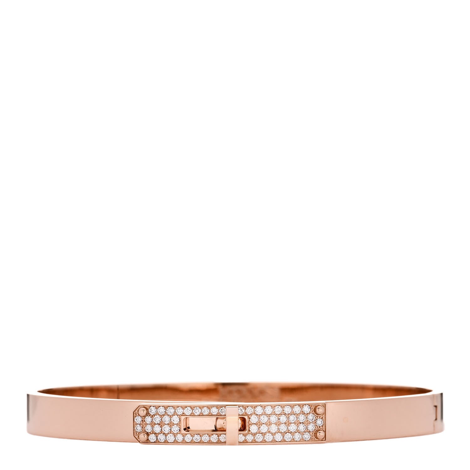 Hermes 18K Rose Gold Diamond PM Kelly Pave Bracelet SH 1 of 4