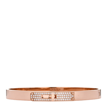 Hermes 18K Rose Gold Diamond PM Kelly Pave Bracelet SH 1 of 4