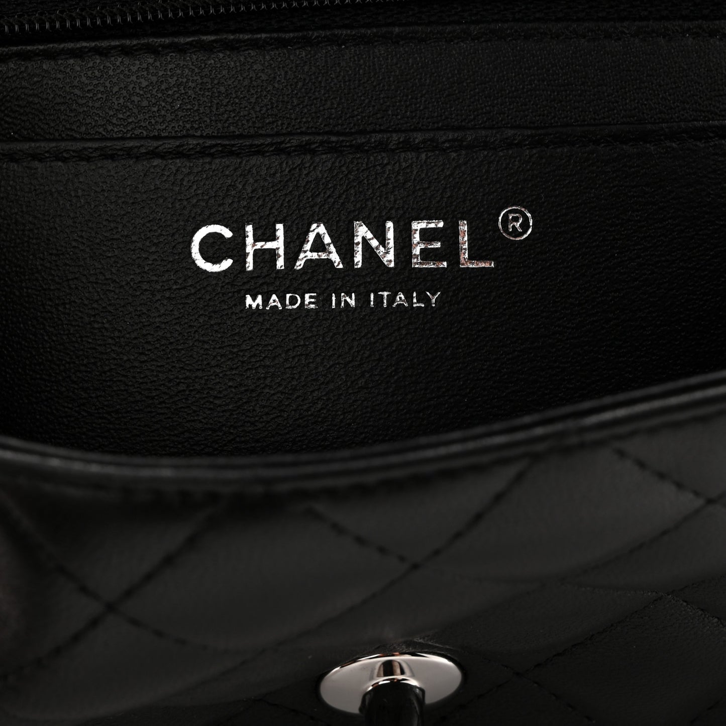 Lambskin Quilted Mini Rectangular Flap Black