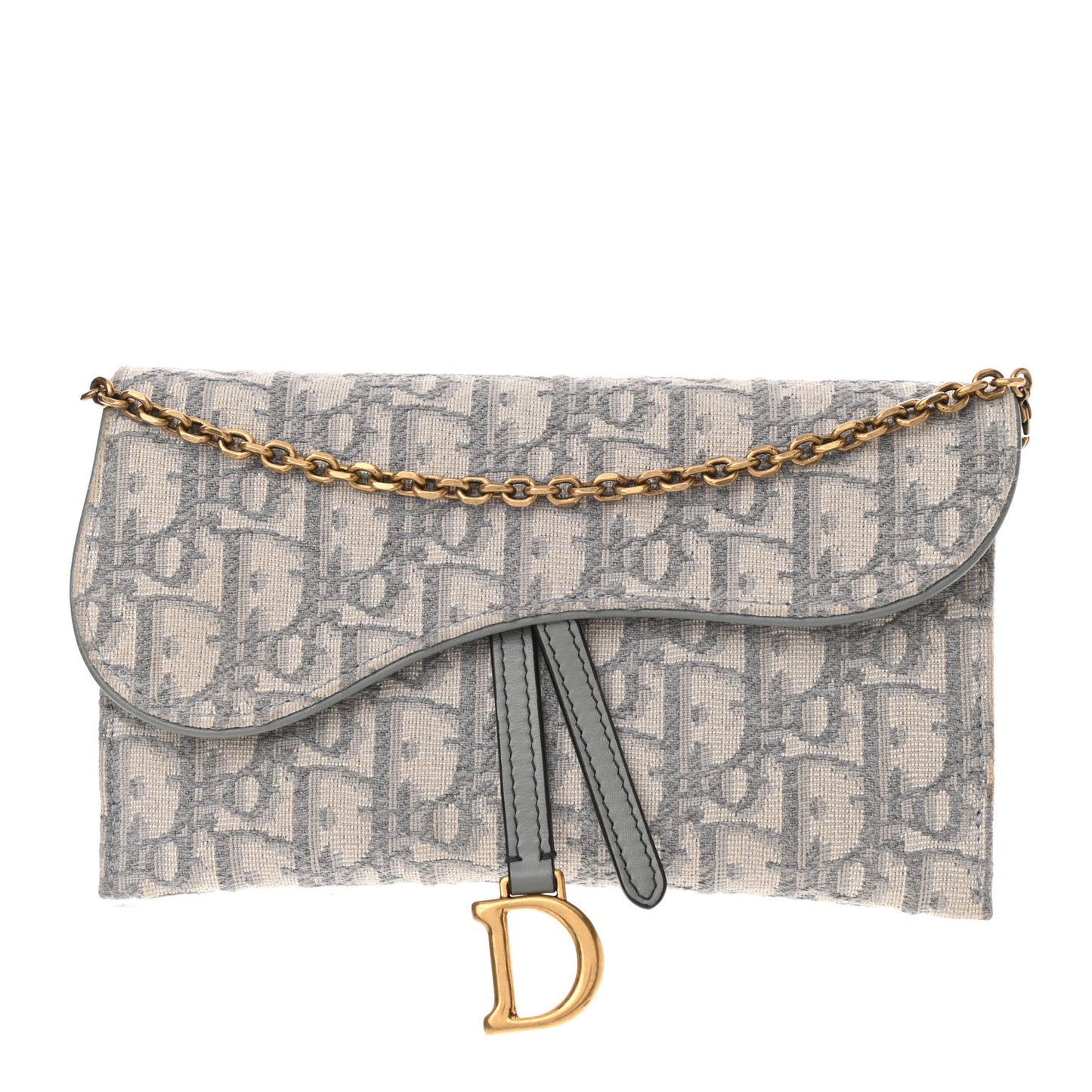 Oblique Saddle Chain Long Wallet Grey