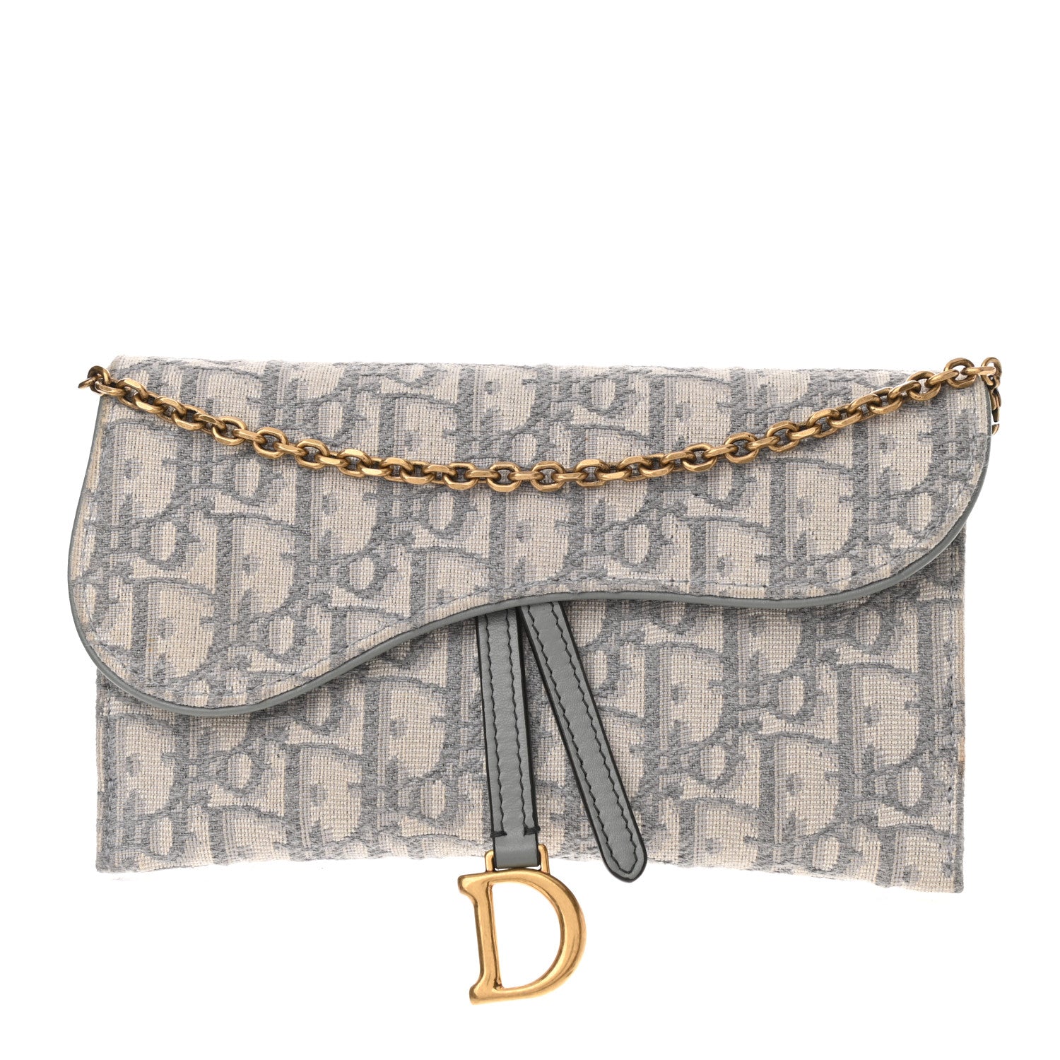 Christian Dior Oblique Saddle Chain Long Wallet Grey 3 of 15