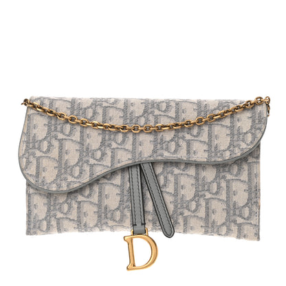 Christian Dior Oblique Saddle Chain Long Wallet Grey 3 of 15