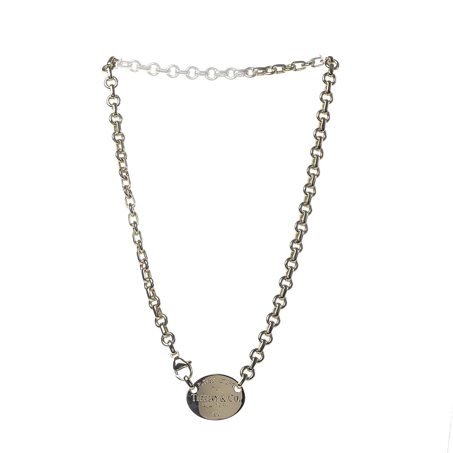 18K Yellow Gold Return To Oval Tag Choker Necklace