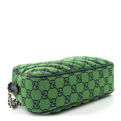 Gucci Monogram Multicolor Matelasse Diagonal Small GG Marmont Chain Shoulder Bag Green Blue 4 of 10