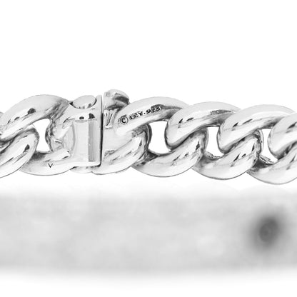 David Yurman Sterling Silver Diamond Pave Single Belmont Curb Link ID Bracelet 3 of 3