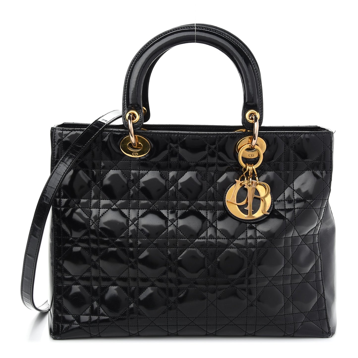Patent Cannage Large Lady Dior Black