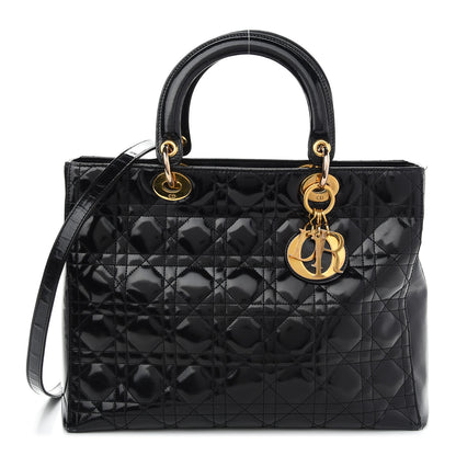 Christian Dior Patent Cannage Large Lady Dior Black 1 of 13
