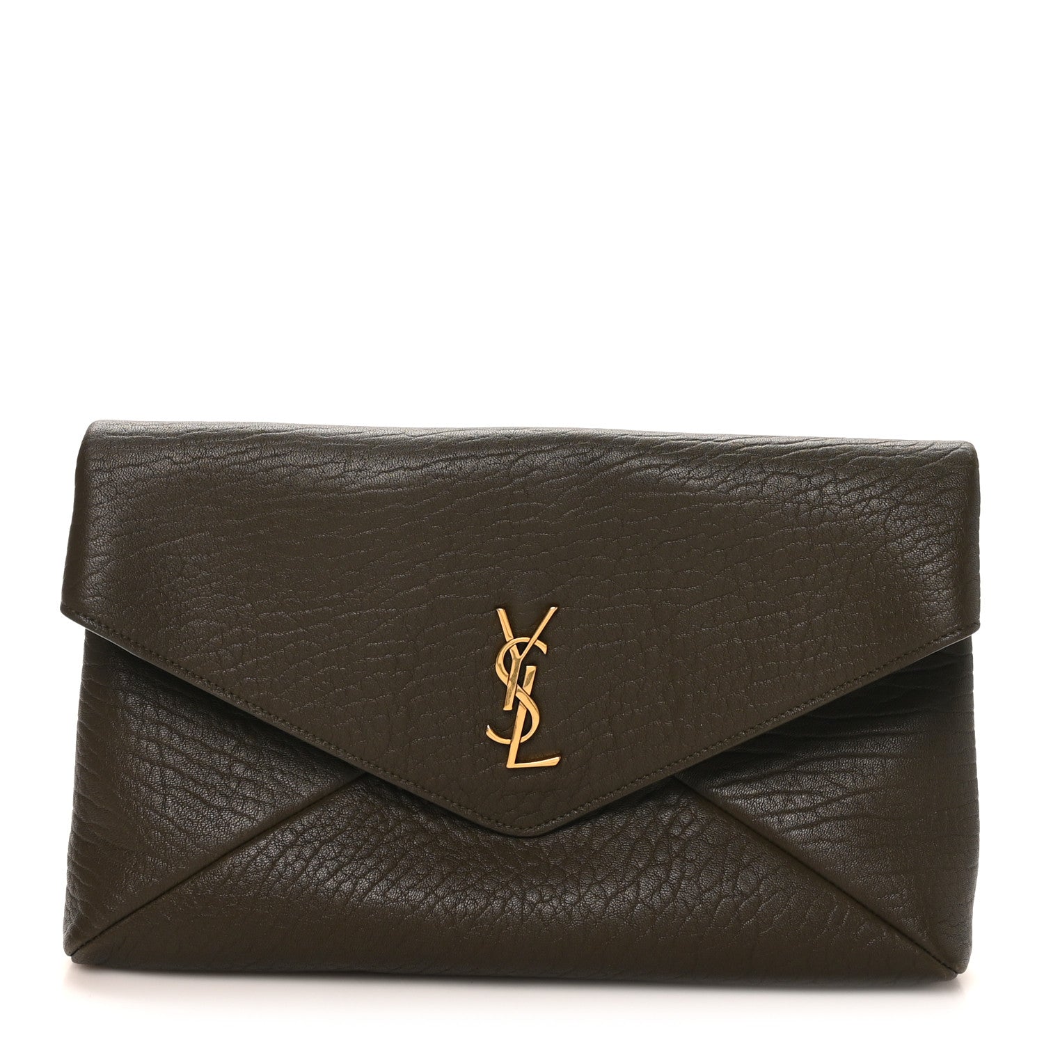 Saint Laurent Grained Lambskin Large Cassandre Envelope Pouch Light Musk 2 of 16