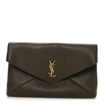 Saint Laurent Grained Lambskin Large Cassandre Envelope Pouch Light Musk 2 of 16