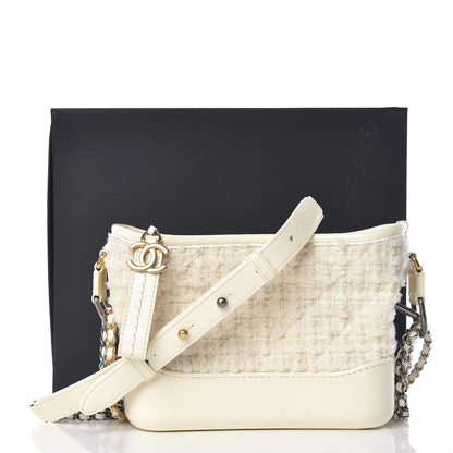 Chanel Tweed Calfskin Quilted Small Gabrielle Hobo Ivory 10 of 10