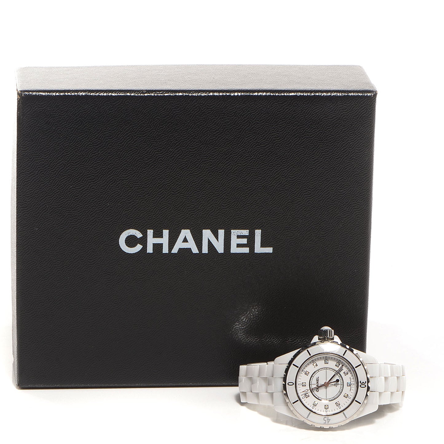 Stainless Steel Ceramic Diamond 33mm J12 Quartz Watch White