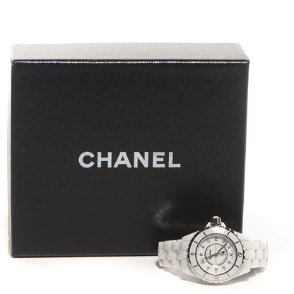 Chanel Stainless Steel Ceramic Diamond 33mm J12 Quartz Watch White 7 of 7