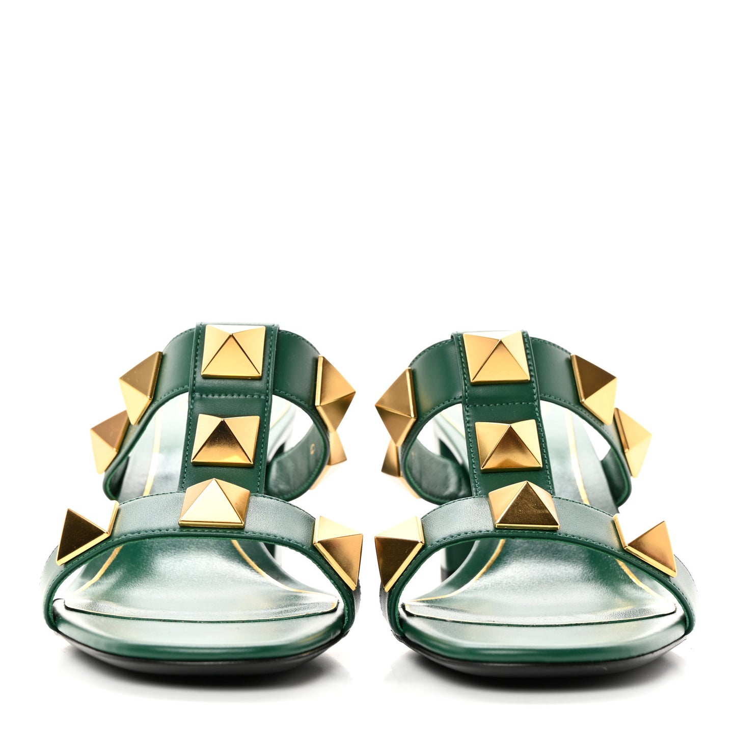 Calfskin Roman Stud 60mm Slide Sandals 38.5 Jungle