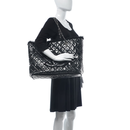 Chanel Vinyl Quilted Large Funny Tweed Tote Black 1 of 10