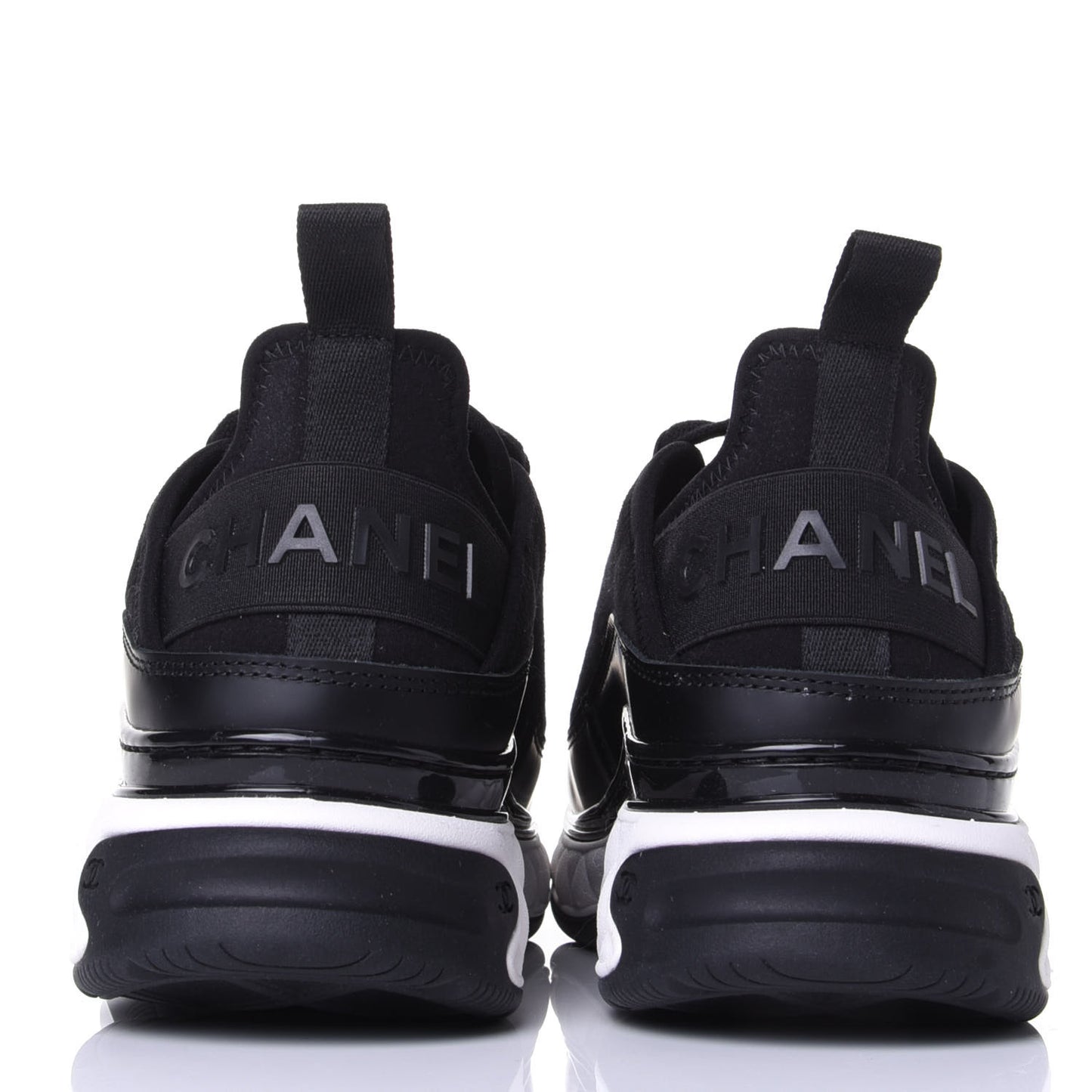 Velvet Calfskin Mixed Fibers CC Sneakers 35.5 Black