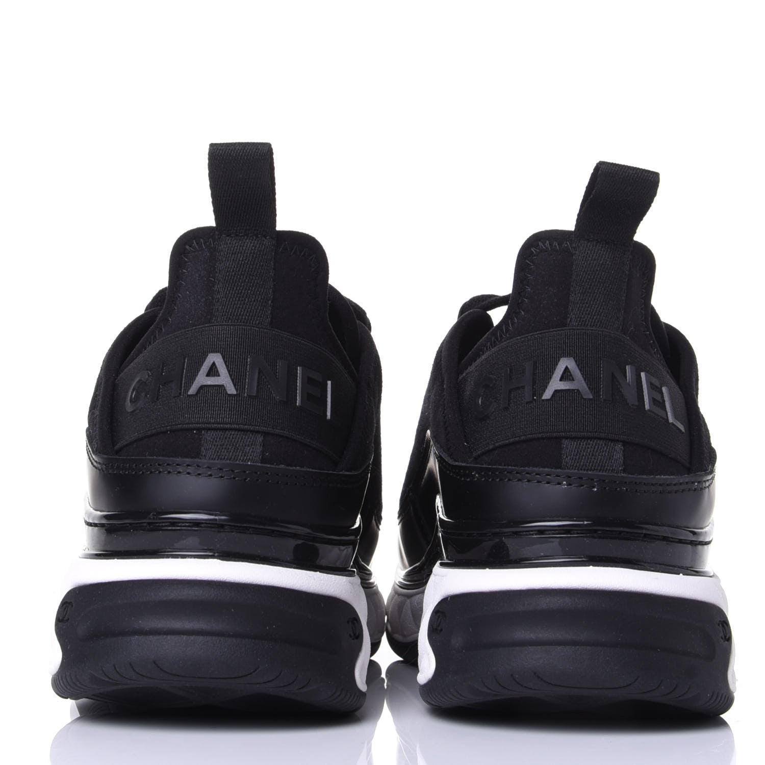 Chanel Velvet Calfskin Mixed Fibers CC Sneakers 35.5 Black 6 of 11