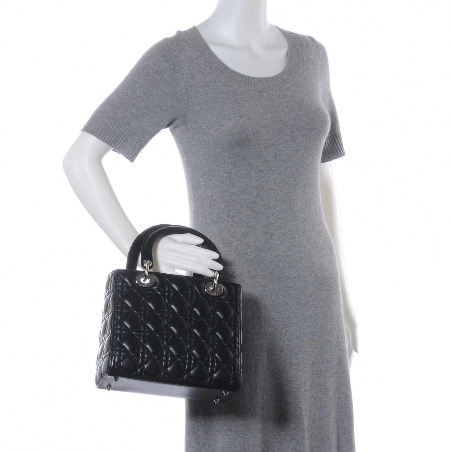 Lambskin Cannage Medium Lady Dior Black
