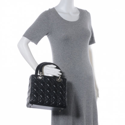 Christian Dior Lambskin Cannage Medium Lady Dior Black 2 of 8