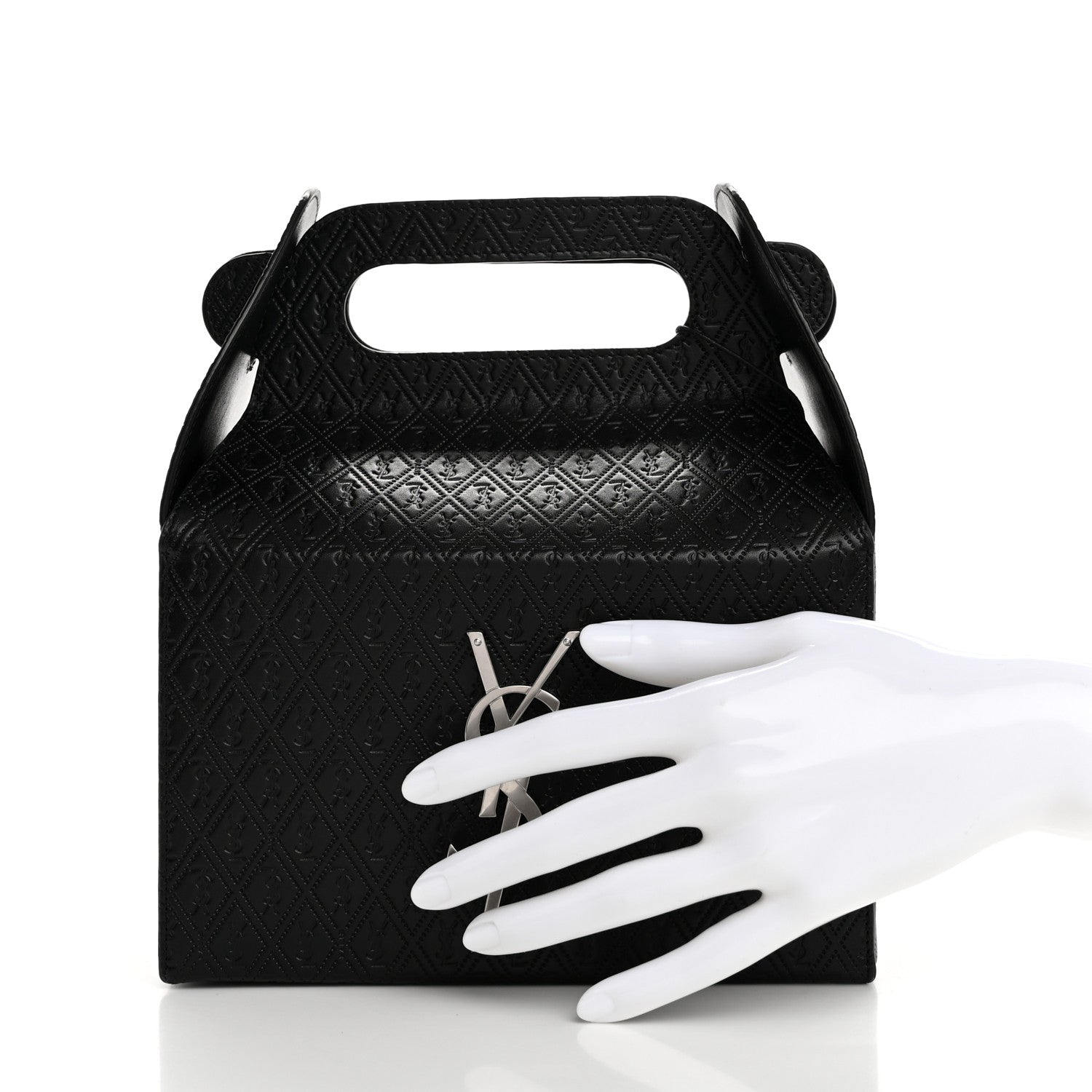 Saint Laurent Calfskin Monogram Take Away Box Black 2 of 8